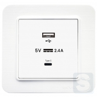 Розетка USB-A + USB-C 5V-2.4A Arvia Electric Lavin Белый